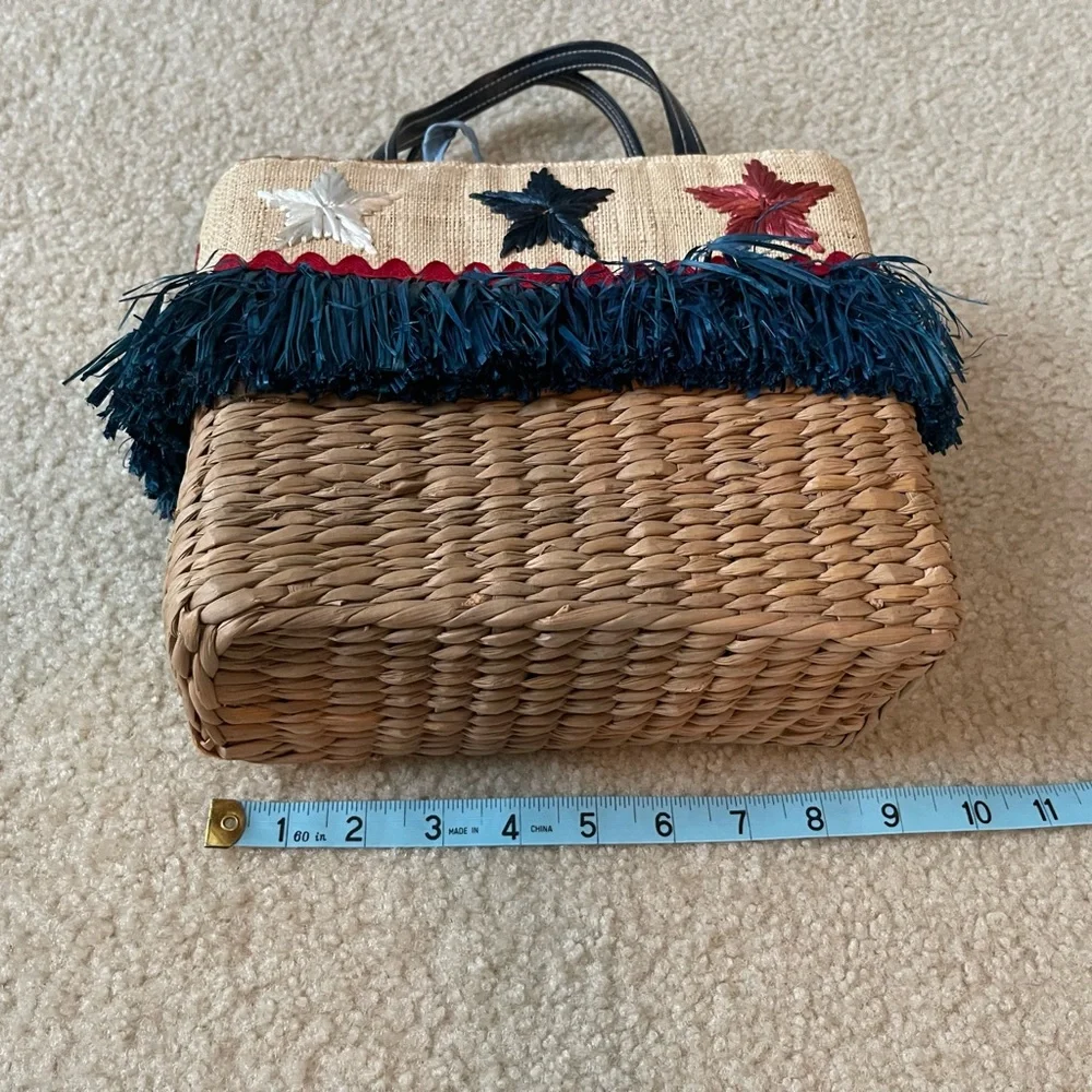Straw Purse - 100% Natural Straw - 4th of July - Memorial Day - Labor Day - Flag - Picture 6 of 7